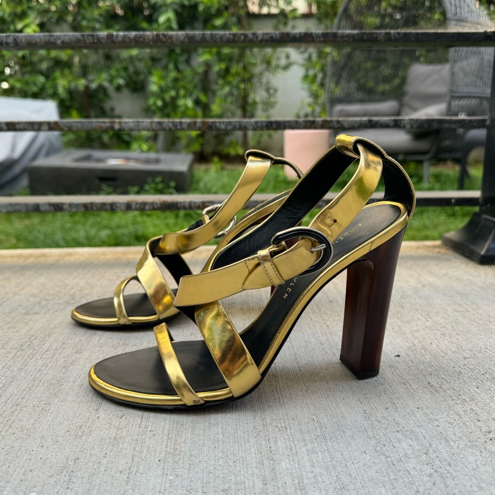 Proenza Schouler, Metallic Leather Ankle Strap Sandals